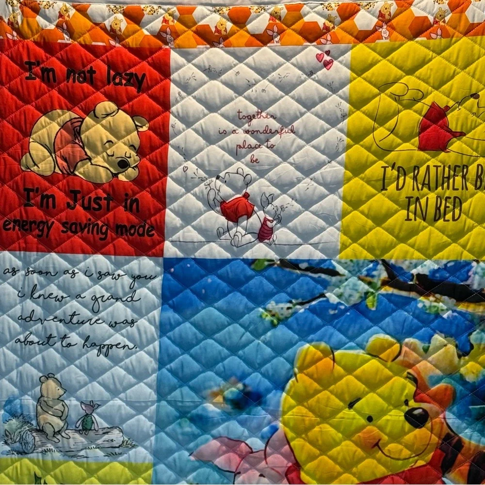 Disney Winnie the Pooh Patchwork style Quilt - Multicolor 58”x 68”